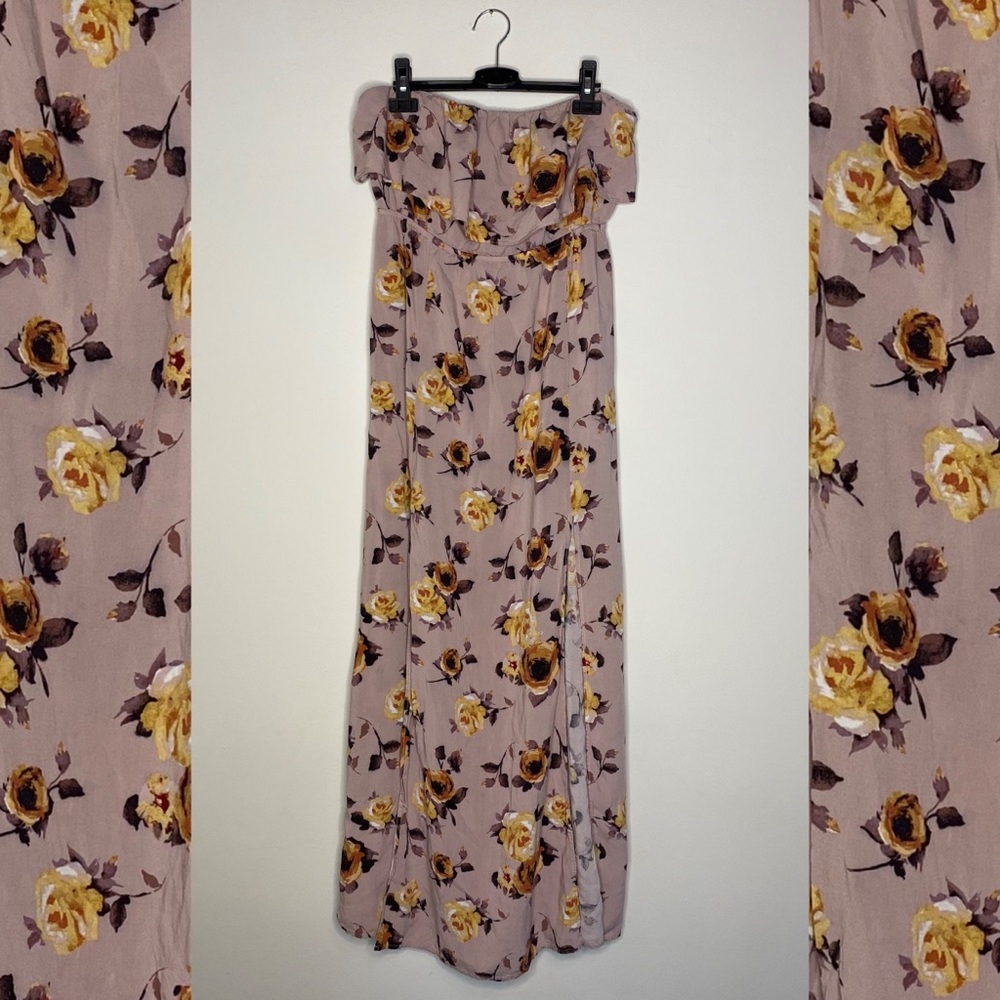Strapless floral maxi dress